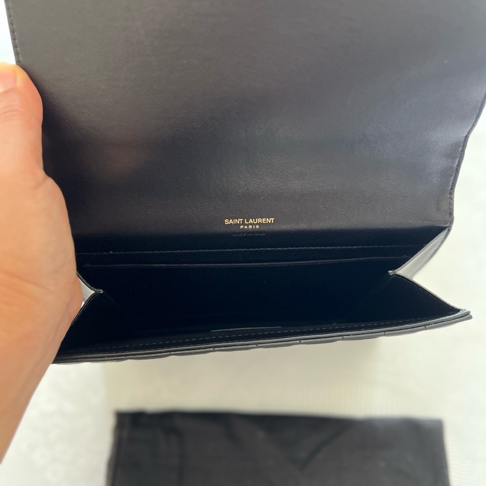 Saint Laurent Black Quilted Pouch with Gold Logo - Picture 6 of 16